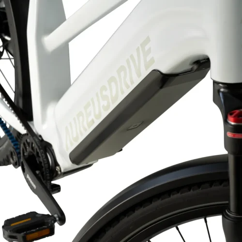 AureusDrive PowerDrive E-Bike Modell mit 1440Wh Batterie welche optisch im Rahmen integriert ist. 