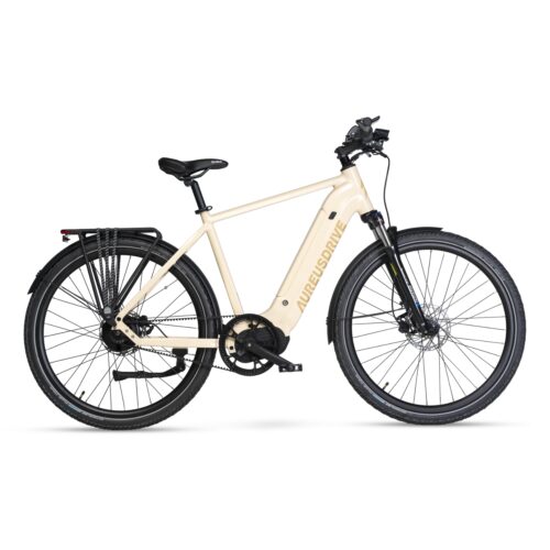 AureusDrive DailyDrive E-Bike Sand mit hohem Einstieg und Riemenantrieb.