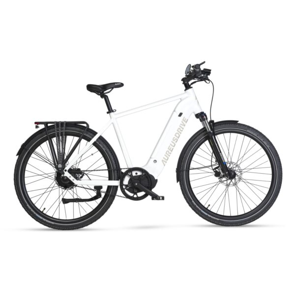 AureusDrive DailyDrive Weiss – Hoher Einstieg Riemenantrieb AureusDrive DailyDrive E-Bike Weiss mit hohem Einstieg und Riemenantrieb.