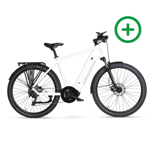 AureusDrive DailyDrive Plus E-Bike Weiss mit hohem Einstieg und Kettenantrieb.