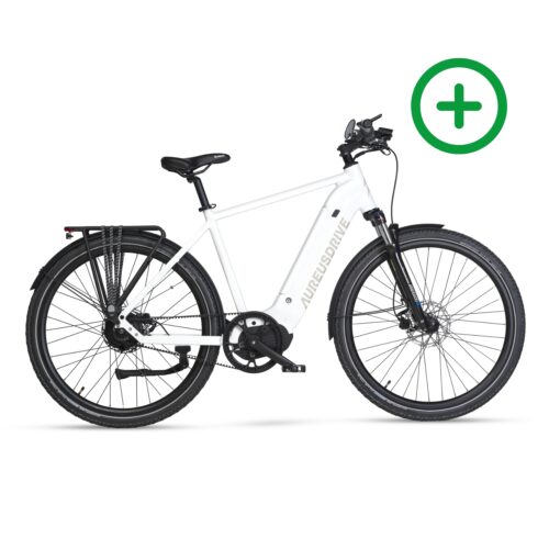 AureusDrive DailyDrive Plus E-Bike Weiss mit hohem Einstieg und Kettenantrieb.