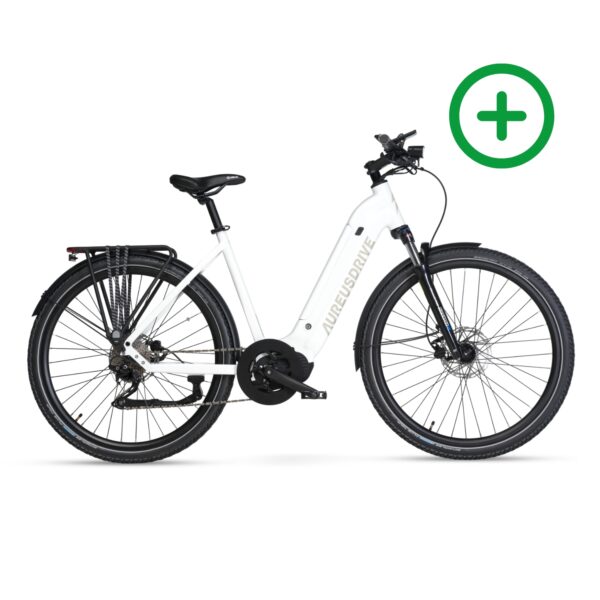 AureusDrive DailyDrive Plus Weiss – Tiefer Einstieg Kettenantrieb AureusDrive DailyDrive Plus E-Bike Weiss mit tiefem Einstieg und Kettenantrieb.
