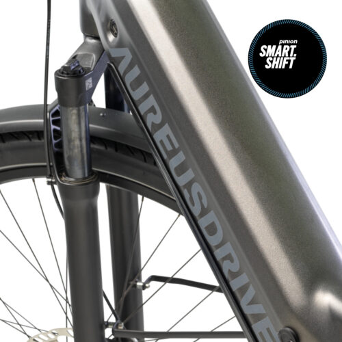 AureusDrive PowerDrive E-Bike tiefer Einstieg mit Riemenantrieb und Pinion Smart Shift.